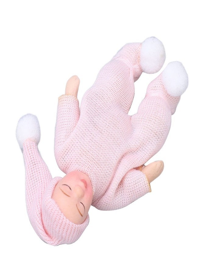 KIMISS Dollhouse Porcelain 1:12 Scale Mini Pink Sweater Dollhouse Miniature Newborn Figure - Image 2