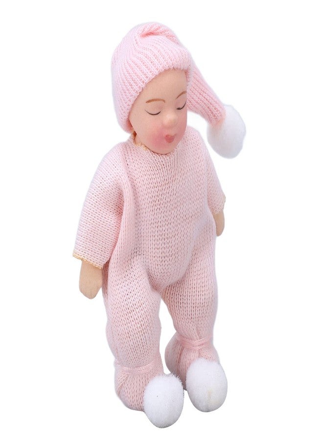 KIMISS Dollhouse Porcelain 1:12 Scale Mini Pink Sweater Dollhouse Miniature Newborn Figure - Image 3