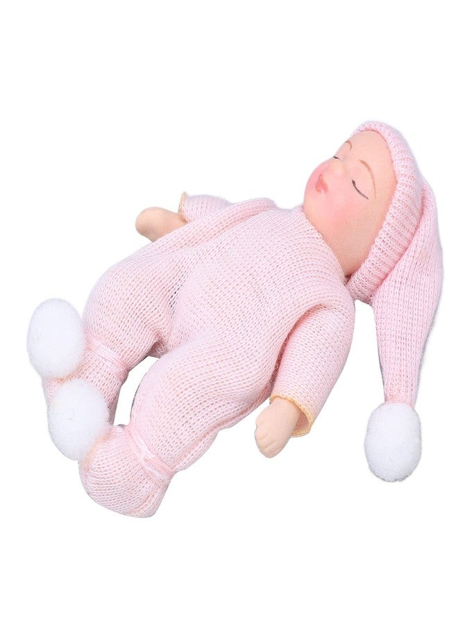 KIMISS Dollhouse Porcelain 1:12 Scale Mini Pink Sweater Dollhouse Miniature Newborn Figure - Image 1
