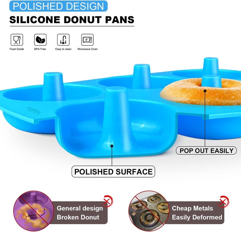 Skytail Silicone Donut Mold 6 Slot NonStick Silicone Doughnut Pan Set Just Pop Out Heat Resistant Make Perfect Donut Cake Biscuit Bagels BPA Free and Dishwasher Safe Set of 2 - Image 3