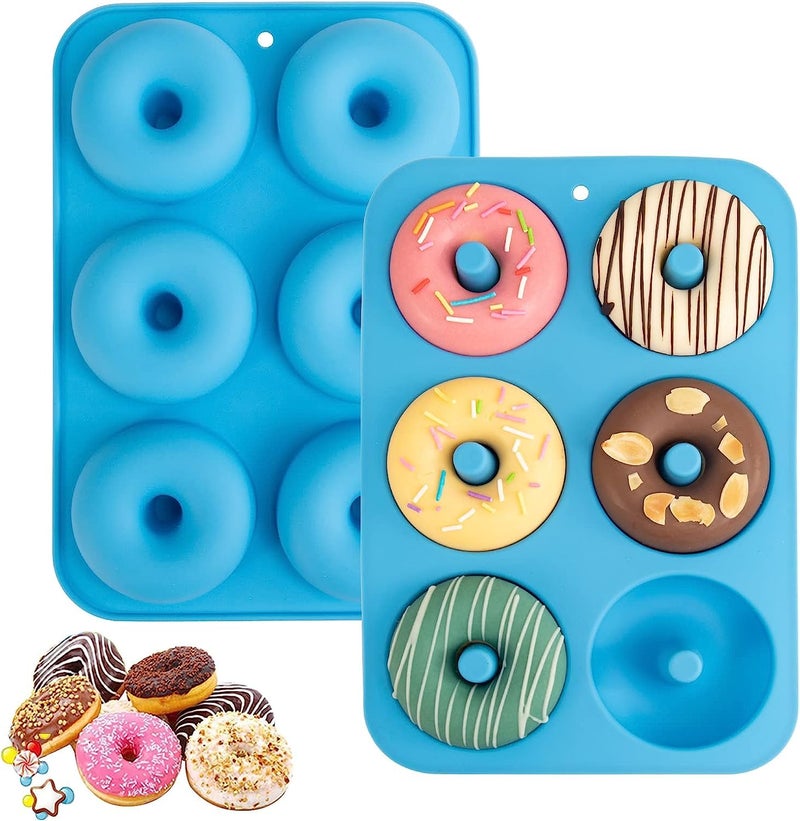 Skytail Silicone Donut Mold 6 Slot NonStick Silicone Doughnut Pan Set Just Pop Out Heat Resistant Make Perfect Donut Cake Biscuit Bagels BPA Free and Dishwasher Safe Set of 2 - Image 1