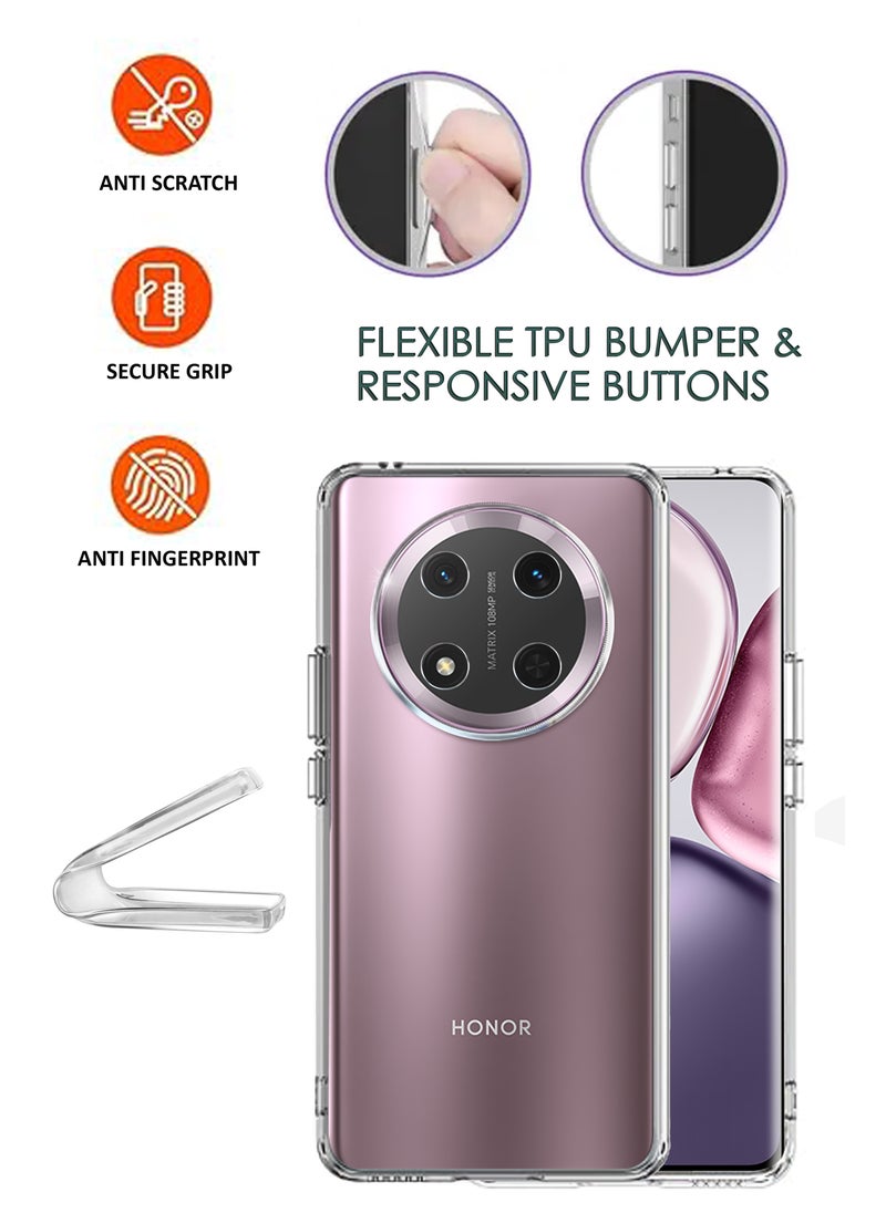 NAFCO For Honor X9c - Transparent Silicone Drop-Proof Clear Protective Phone Cover - Transparent  - Image 3