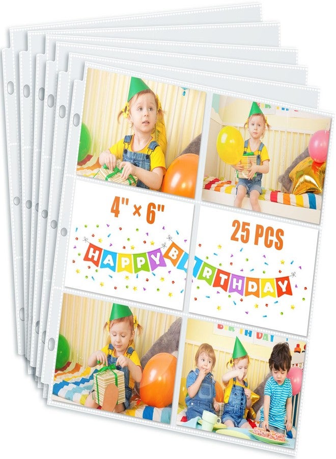 tutata 4x6 Photo Album Sleeves, 6-Pocket Scrapbook Page Protectors, Fits 12x12 3 Ring Album Binder, 25 Pack - Image 1