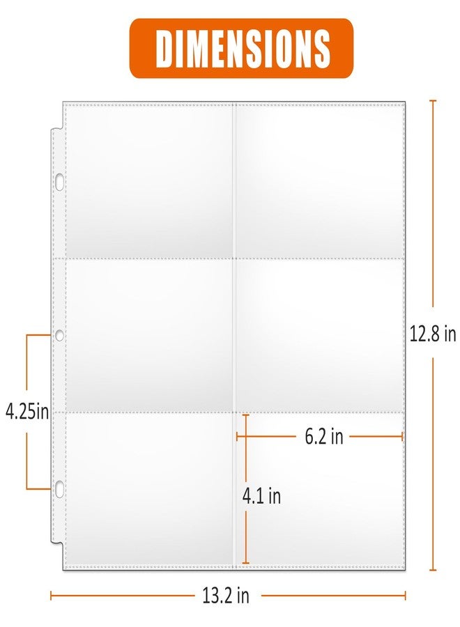 tutata 4x6 Photo Album Sleeves, 6-Pocket Scrapbook Page Protectors, Fits 12x12 3 Ring Album Binder, 25 Pack - Image 2