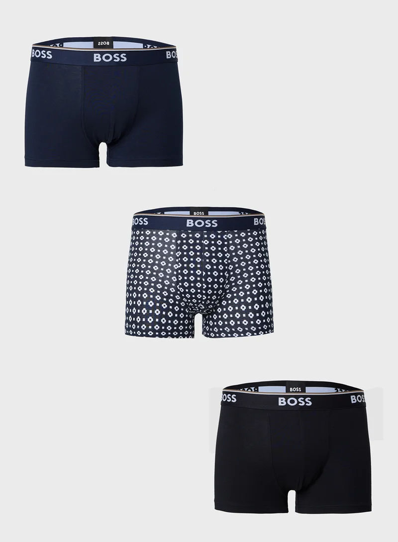 بوس 3 Pack Logo Band Trunks