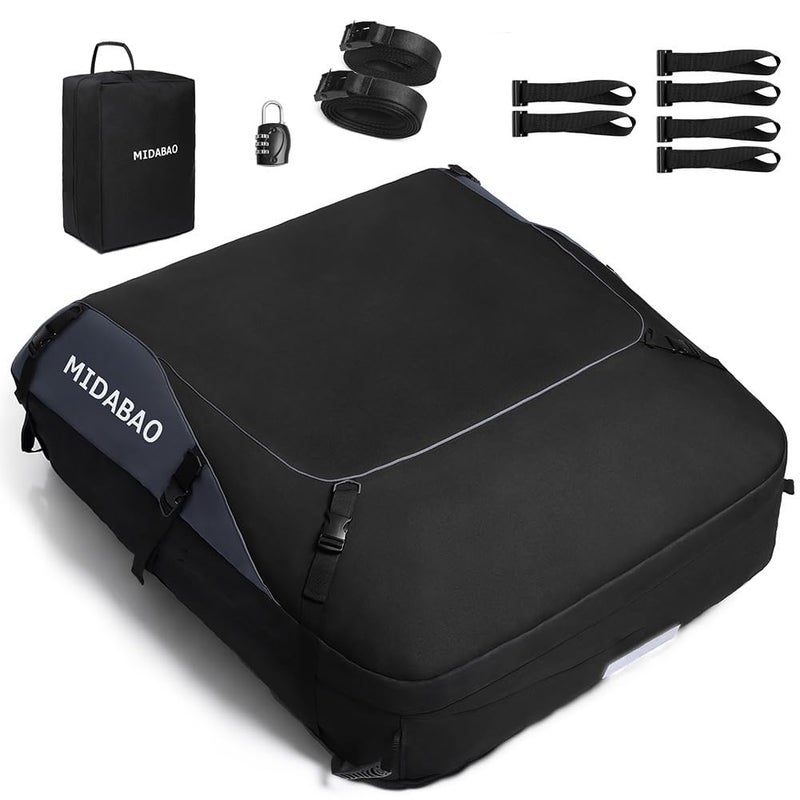 MIDABAO 20 Cubic Waterproof Duty Car Roof Top Carrier-Car Cargo Roof Bag Car Roof Top Carrier - Waterproof & Coated Zippers- Includes Anti-Slip Mat- for Cars with or Without Racks (20 Cubic Feet) - Image 2