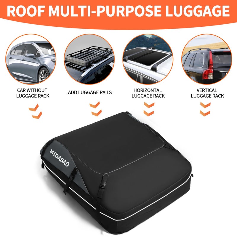 MIDABAO 20 Cubic Waterproof Duty Car Roof Top Carrier-Car Cargo Roof Bag Car Roof Top Carrier - Waterproof & Coated Zippers- Includes Anti-Slip Mat- for Cars with or Without Racks (20 Cubic Feet) - Image 3