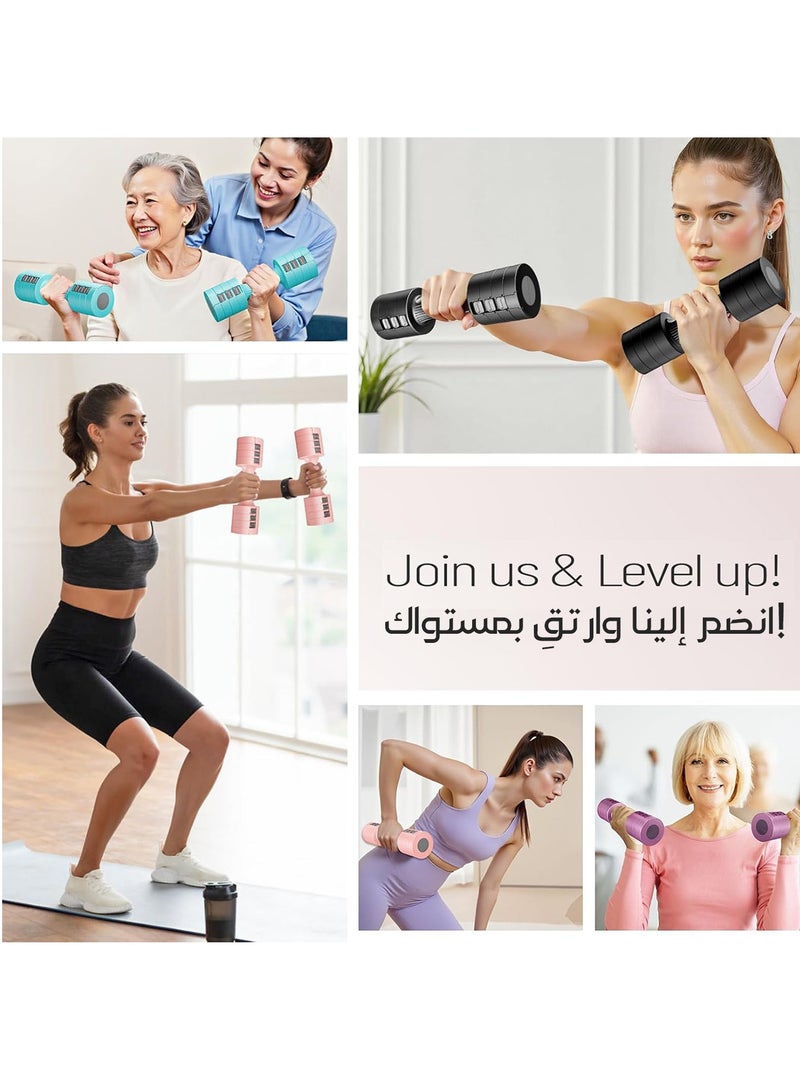 أوزيغالور 2 قطعة من الأثقال القابلة للتعديل بوزن 5 أرطال، 6 في 1 أثقال يدوية للنساء لممارسة التمارين الرياضية في الصالة الرياضية، 2 رطل 3 رطل 4 رطل 5 رطل تعديل سريع - Image 5