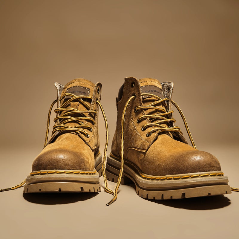 High Quality Men'S Shoes Retro Couple Rhubarb Boots Outdoor Sports Mountaineering Workwear Martin Boots For Men - Image 3