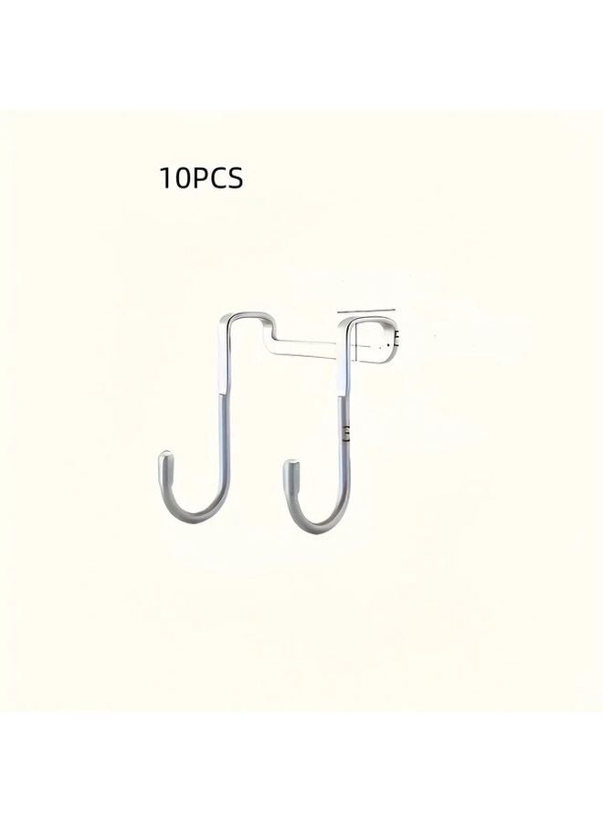 10Pcs Silvery S Shaped Hooks No Drill Wall Mounted Double Hooks For Cabinet Door Bathroom - Image 1