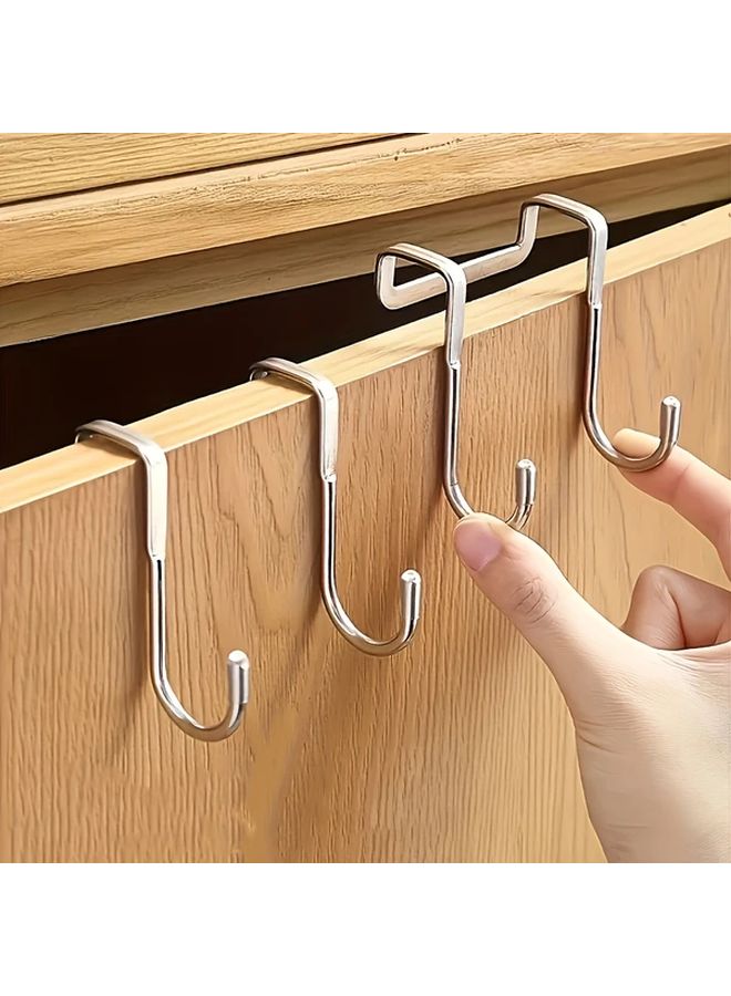 10Pcs Silvery S Shaped Hooks No Drill Wall Mounted Double Hooks For Cabinet Door Bathroom - Image 3