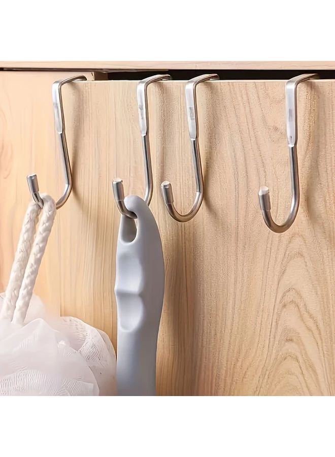 10Pcs Silvery S Shaped Hooks No Drill Wall Mounted Double Hooks For Cabinet Door Bathroom - Image 5