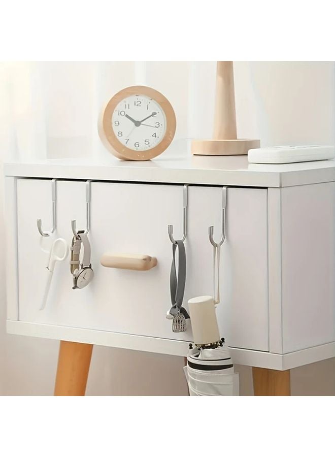 10Pcs Silvery S Shaped Hooks No Drill Wall Mounted Double Hooks For Cabinet Door Bathroom - Image 2