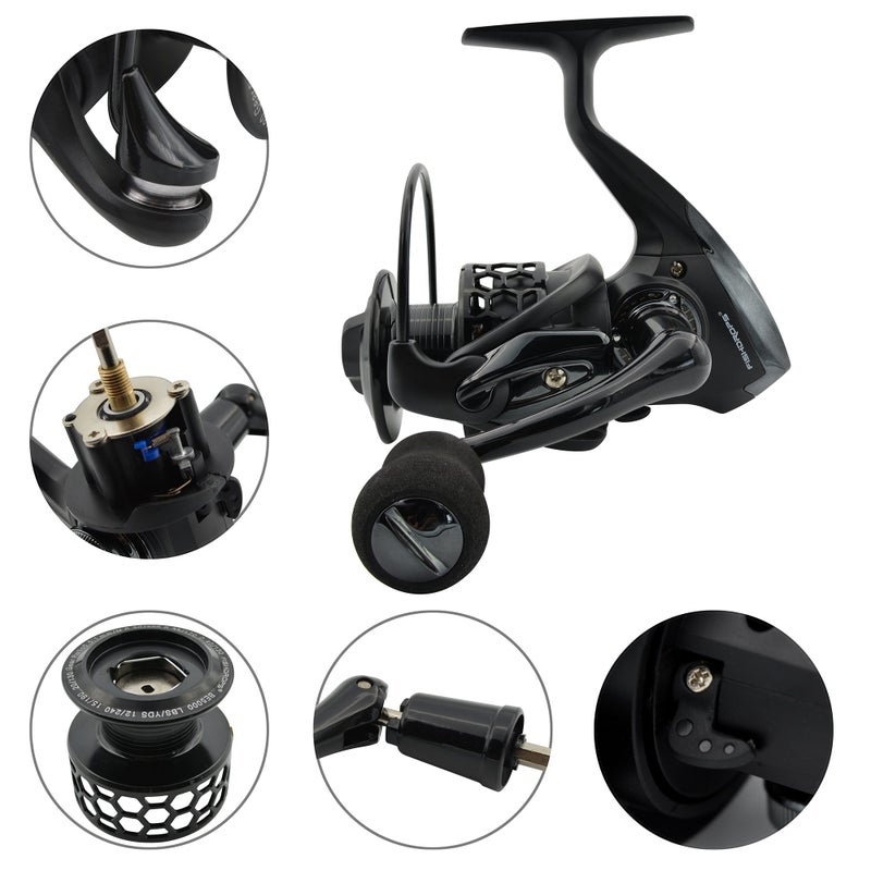 Fishdrops Spinning Fishing Reels 12+1BB Ultra Lightweight Carved Aluminum Spool Reels Affordable Smooth Spinning Reel - Image 2