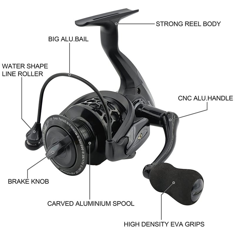 Fishdrops Spinning Fishing Reels 12+1BB Ultra Lightweight Carved Aluminum Spool Reels Affordable Smooth Spinning Reel - Image 5
