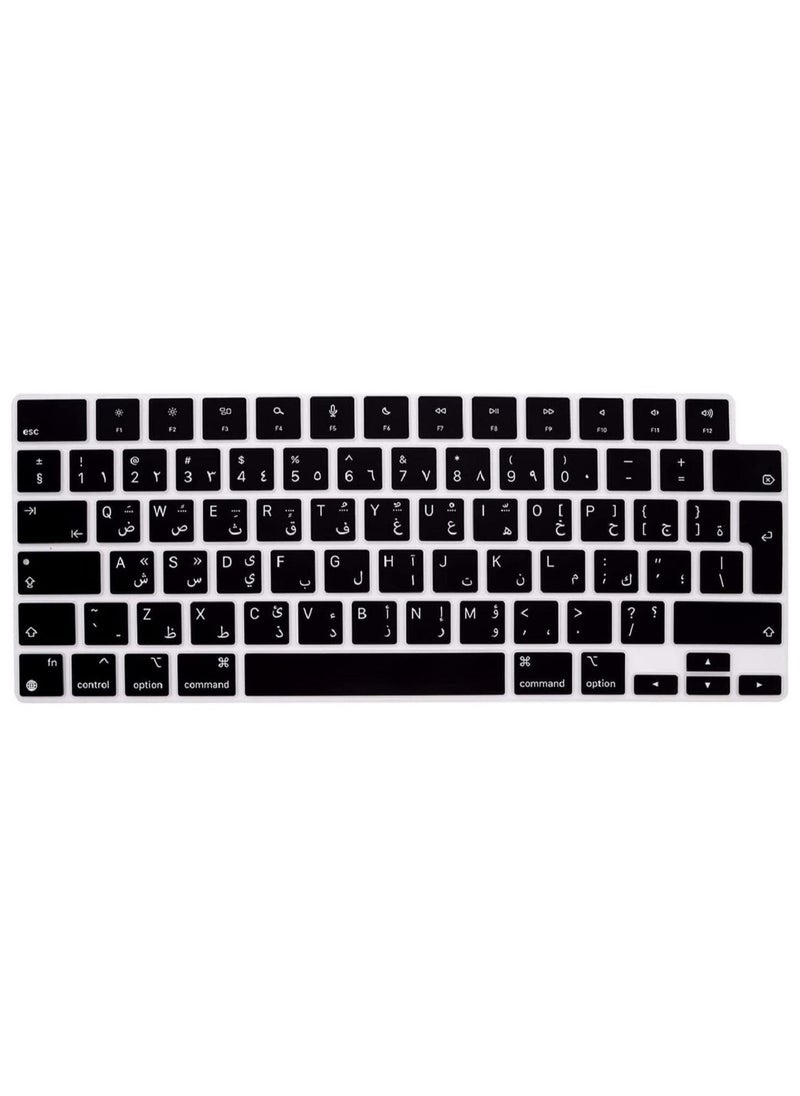 AMM - EU Version Arabic English Silicone Keyboard Cover Compatible with MacBook Air 15.3" & 13.6" 2023 Model A2941/A2681 & Compatible with MacBook Pro 14.2" & 16.2" M2/M1 A2442, A2779/A2485, A2780" Black - Image 1
