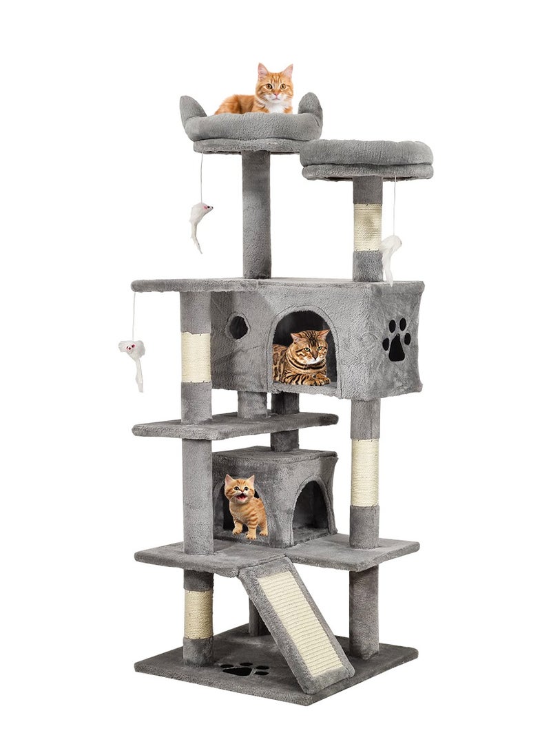 Cat tree tower for Indoor cats, Multi-level cat tree activity center with Plush perches, Interactive cat toys, Sisal scratching post, Double condos, and Scratching board 140 cm (Grey) - pzsku/ZB8E61523992954A79119Z/45/_/1722509626/22423a99-b484-4ba2-bb42-d2fdb3ec6604