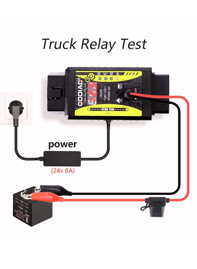 GODIAG Gt106 Plus 24V to 12V Heavy Duty Truck Adapter Multi Functional Car Fuel Injector Cleaning Testing and Relay Testing 3 in one Obd2 Hd Converter - Image 4