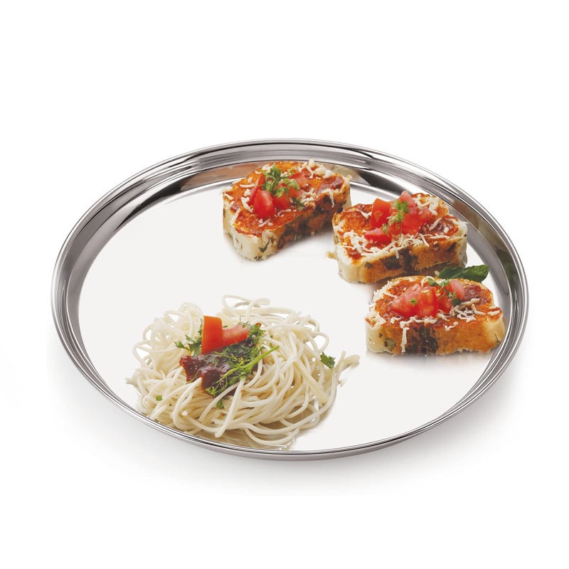 Neelam Stainless Steel 11, 22 Gauge, Buffet Plate, 25 cm, Set of 4, Perfect for Daily Usage, Dishwasher Safe, Plates for Home, Cafe, Restaurants, Parties, Long-Lasting, Easy to Clean & Maintain - Image 5