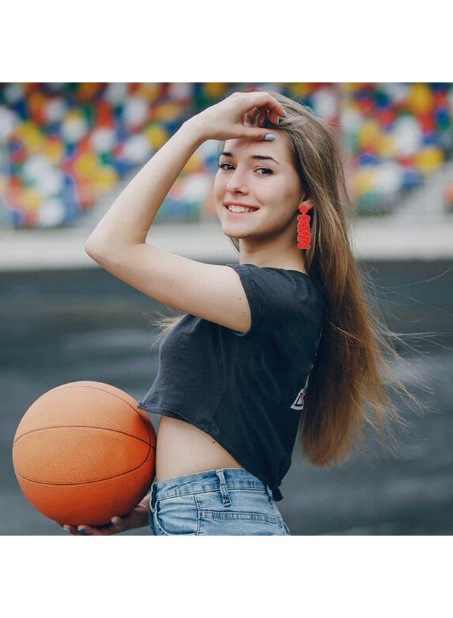 فالين أقراط من الخرز لأعياد كرة القدم للسيدات أقراط يدوية الصنع عليها حروف لمس الأرض أقراط مميزة لفريق رياضي هدايا مجوهرات للحفلات الرياضية (أحمر) - Image 2