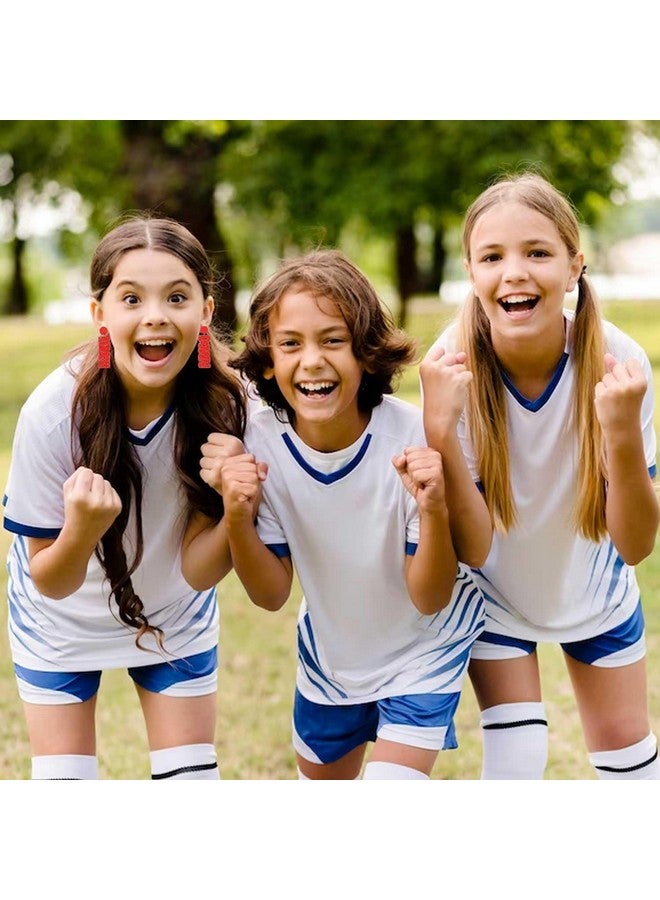 فالين أقراط من الخرز لأعياد كرة القدم للسيدات أقراط يدوية الصنع عليها حروف لمس الأرض أقراط مميزة لفريق رياضي هدايا مجوهرات للحفلات الرياضية (أحمر) - Image 3