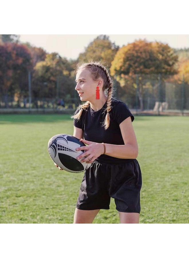 فالين أقراط من الخرز لأعياد كرة القدم للسيدات أقراط يدوية الصنع عليها حروف لمس الأرض أقراط مميزة لفريق رياضي هدايا مجوهرات للحفلات الرياضية (أحمر) - Image 4