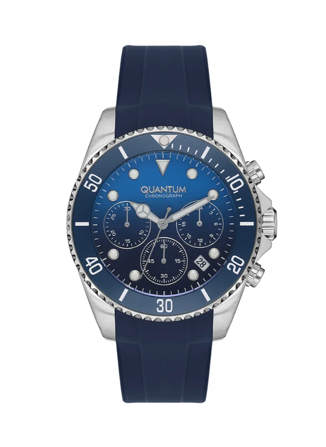 كوانتوم Men's Chronograph Display Watch With Dark Blue Silicone Strap - PWG1099.399