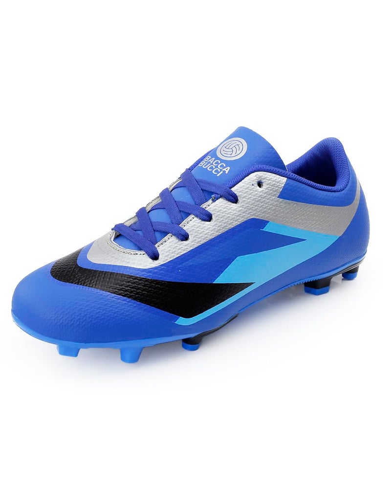 Bacca Bucci “Strike X” Firm Ground Football Shoes | Lightweight Soccer Cleats with High-Traction Studs Hyped Blue UK 10 - Image 1