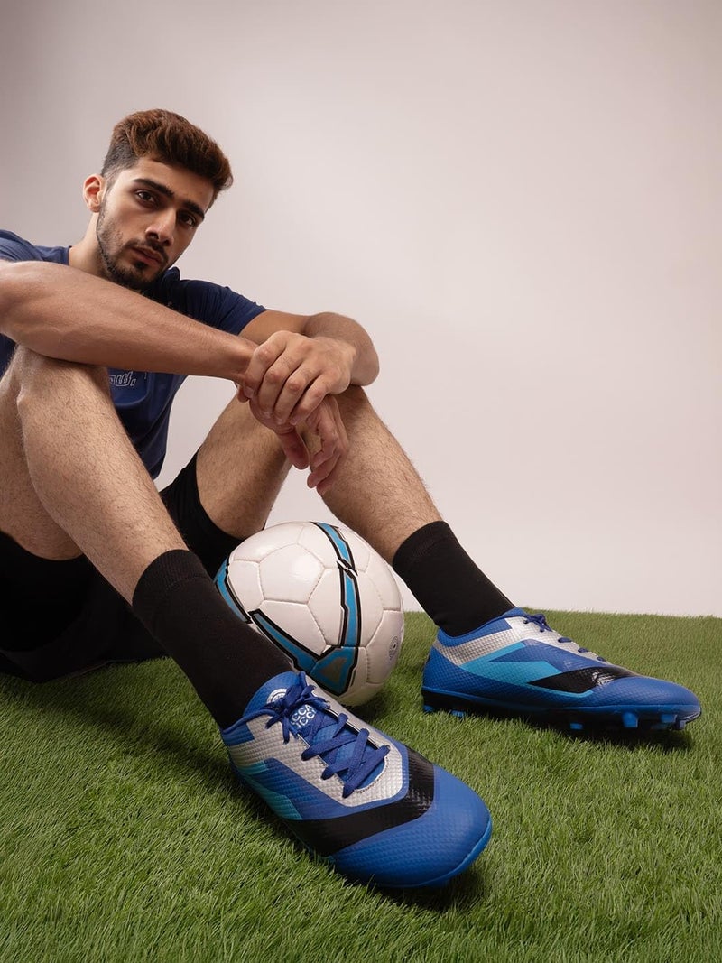 Bacca Bucci “Strike X” Firm Ground Football Shoes | Lightweight Soccer Cleats with High-Traction Studs Hyped Blue UK 10 - Image 2