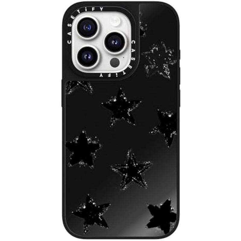 Casetify Mirror iPhone 15 Pro Max Case 【Reflective / 4.9 ft. Drop Protection/Compatible with Magsafe】 - Star Marks - Black On Black - Image 3