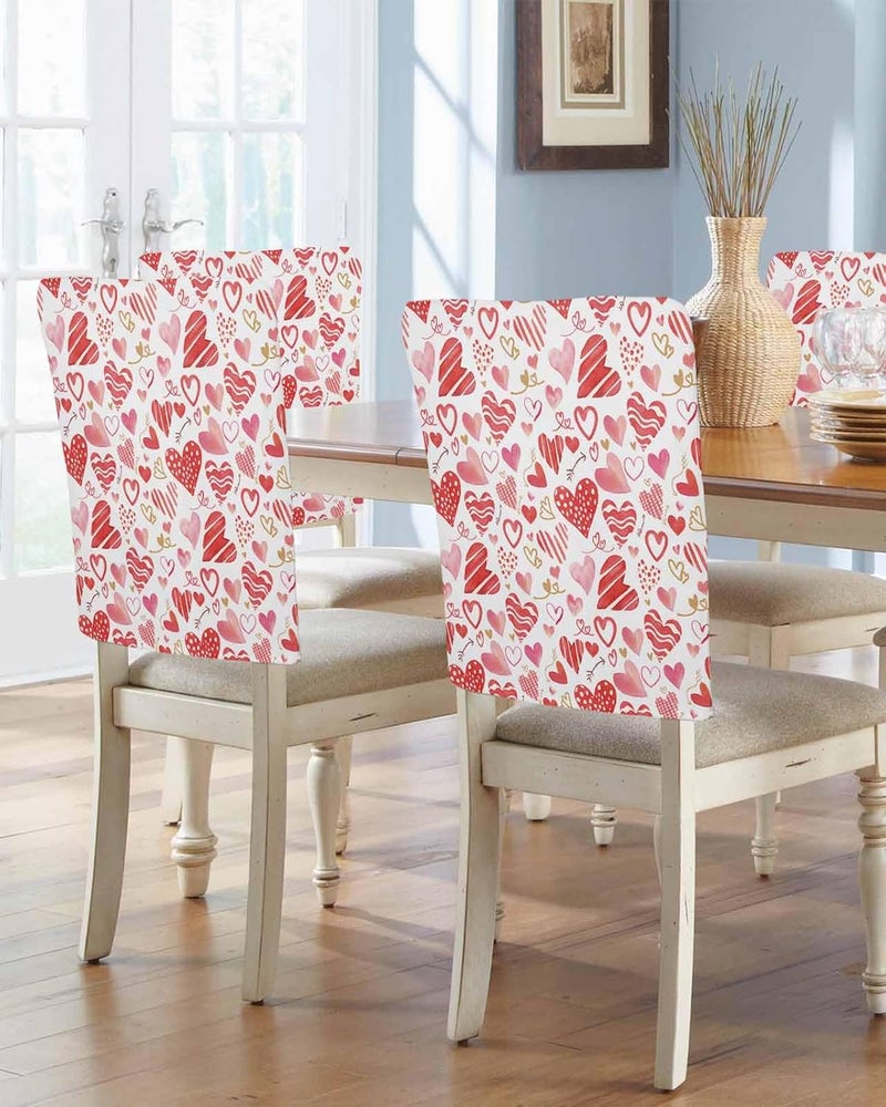 LooPoP Chair Covers Set of 4 Red Love Chair Slipcover Protector Removable Washable Stretch Chair Covers Pink Heart Chair Back Covers for Dining Chairs Kitchen Dinner Party Holiday Decor - Image 2