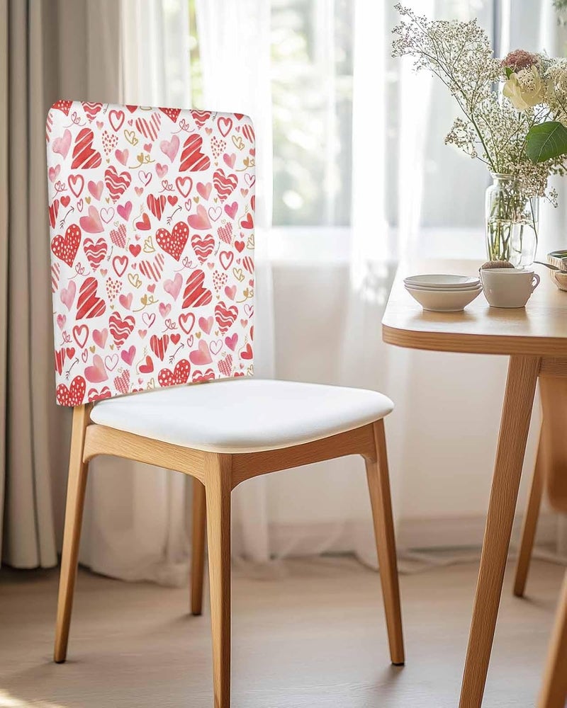 LooPoP Chair Covers Set of 4 Red Love Chair Slipcover Protector Removable Washable Stretch Chair Covers Pink Heart Chair Back Covers for Dining Chairs Kitchen Dinner Party Holiday Decor - Image 3