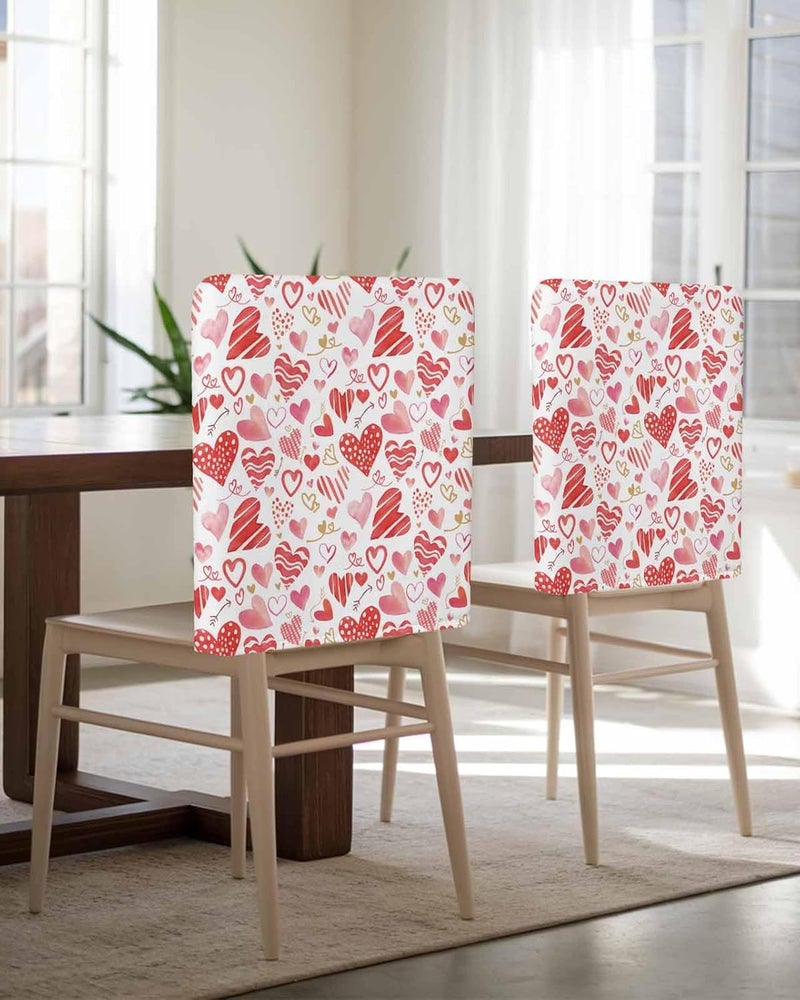LooPoP Chair Covers Set of 4 Red Love Chair Slipcover Protector Removable Washable Stretch Chair Covers Pink Heart Chair Back Covers for Dining Chairs Kitchen Dinner Party Holiday Decor - Image 4