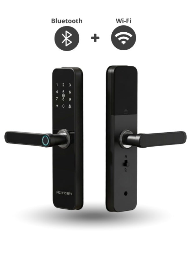 Atmtah Fingerprint Smart Lock WiFi Bluetooth 2-in-1 No Gateway Needed Smart Door Lock Saudi Standard Mortise TTLock App Control 5 Unlock Methods for Home Office Daily Use with Arabic Language Support - Image 1