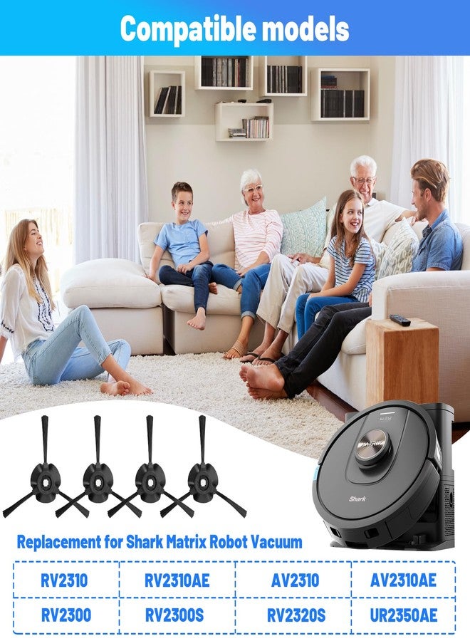 فرشاة جانبية بديلة لفرشاة مكنسة شارك ماتريكس الروبوتية RV2310، RV2310AE، AV2310، AV2310AE، RV2300، RV2300S، RV2320S، UR2350AE - عبوة من 4 قطع - Image 2