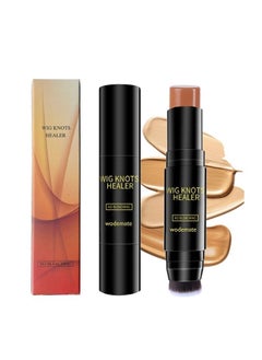 Wig Knot Concealer for Lace Wigs, Lace Tint Dyeing Concealer Stick,Wig Knots Healer with Brush Portable, Hair Color Stick No Bleaching for Frontal Part, Hairline Wigs, Medium Brown-03