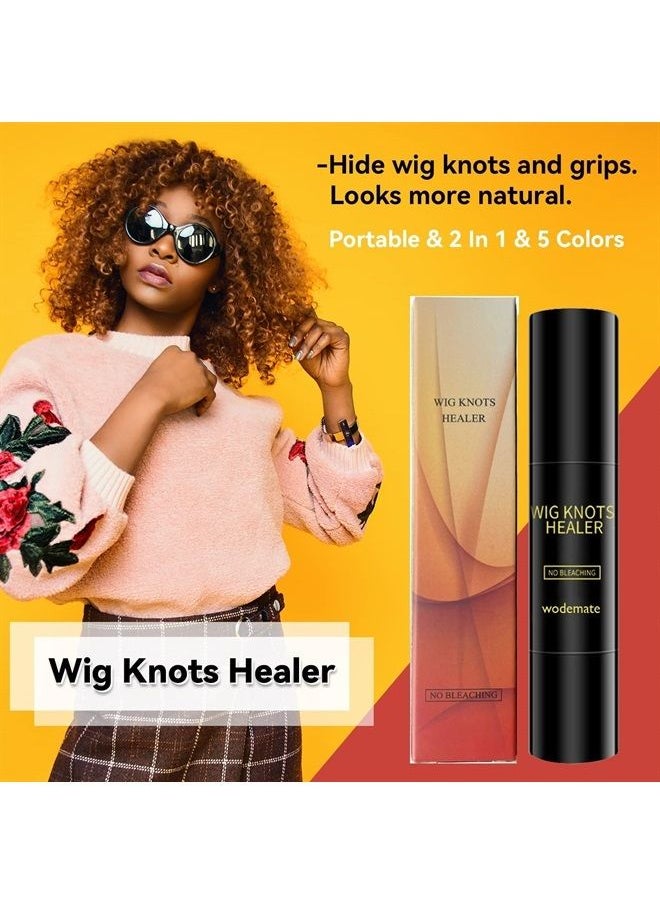 WodeMate - Wig Knot Concealer for Lace Wigs, Lace Tint Dyeing Concealer Stick,Wig Knots Healer with Brush Portable, Hair Color Stick No Bleaching for Frontal Part, Hairline Wigs, Medium Brown-03 - Image 1