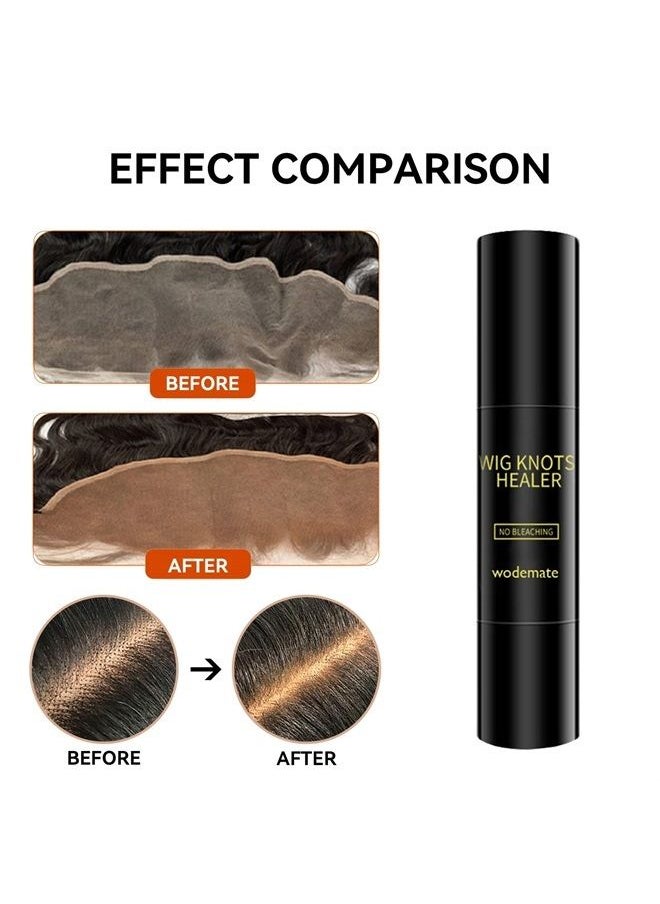WodeMate - Wig Knot Concealer for Lace Wigs, Lace Tint Dyeing Concealer Stick,Wig Knots Healer with Brush Portable, Hair Color Stick No Bleaching for Frontal Part, Hairline Wigs, Medium Brown-03 - Image 1