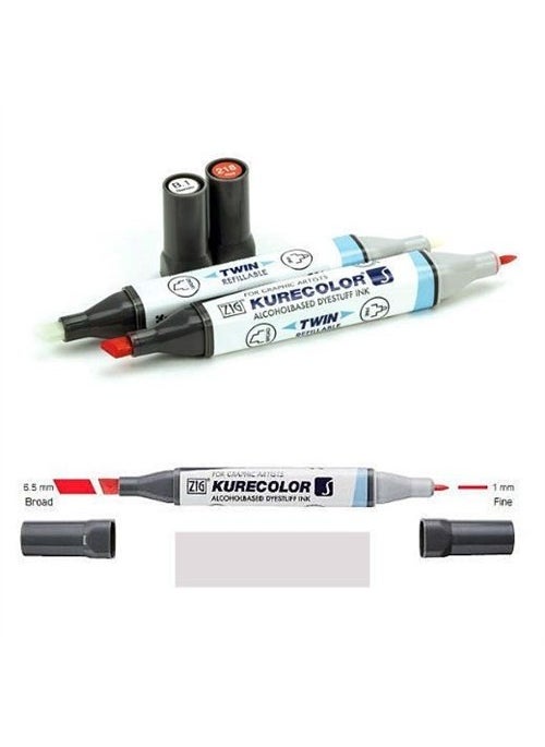 Zig Kurecolor Twin S Graphics and Architectural Project Drawing Pen Gray Tint 