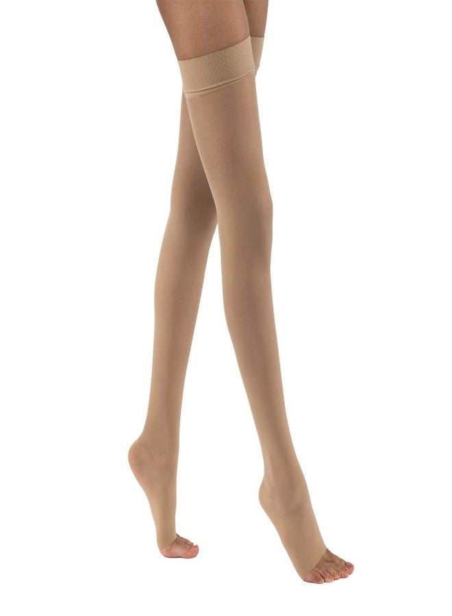 JOBST UltraSheer Thigh High with Silicone Dot Top Band, 15-20 mmHg Compression Stockings, Open Toe, Medium, Natural - Image 1