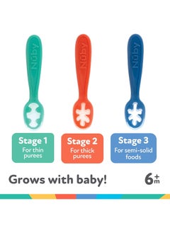 Nuby Nuby Baby First Spoon Set - Silicone - Easy to Grasp and Hold - 3 Pack - 6 plus Months  - Image 5