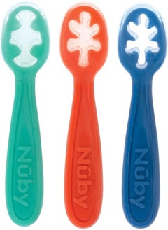 Nuby Nuby Baby First Spoon Set - Silicone - Easy to Grasp and Hold - 3 Pack - 6 plus Months  - Image 1