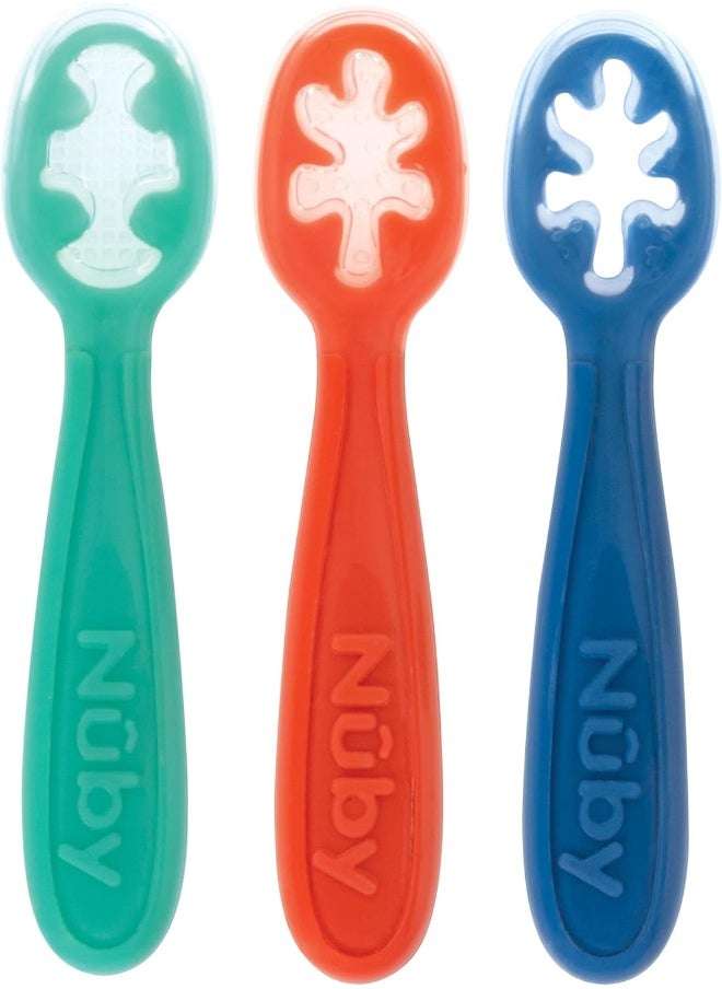 Nuby Nuby Baby First Spoon Set - Silicone - Easy to Grasp and Hold - 3 Pack - 6 plus Months  - Image 1