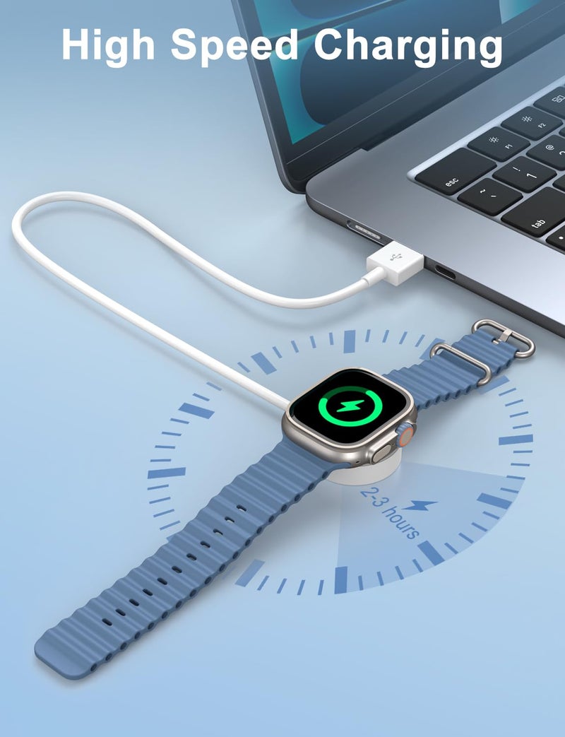 Amasuki 2Pack Short for Apple Watch Charger USB Magnetic Wireless Fast iWatch Charger Portable for Car Compatible with iWatch Ultra/Series 11/10/9/8/7/6/SE/SE2/5/4/3/2/1-[0.3m/1ft] - Image 2