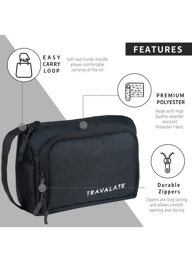 TRAVALATE Polyester Lightweight, Water-Resistant Toiletry Organizer Dopp Kit for Men and Women |Unisex Multipurpose Spacious Travel Accessories, Makeup Kit Bag - Black - Image 4