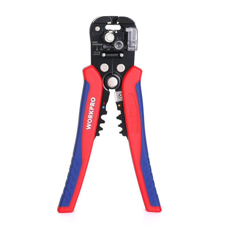 WORKPRO Self Adjusting Wire Stripper, 3-in-1 Automatic Wire Stripper/Cutter/Crimper, AWG10-24, 8 Inch Multi Pliers For Electrical Wire Stripping, Cable Cutting, Crimping,Red&blue - Image 1