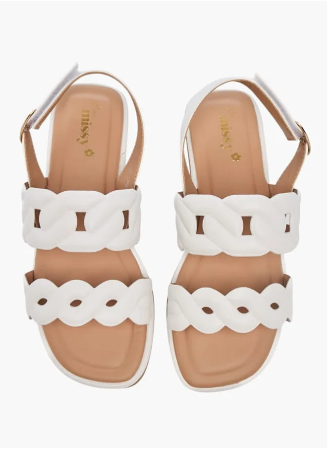 Little Missy Girls Strappy Sandals With Hook And Loop Closure