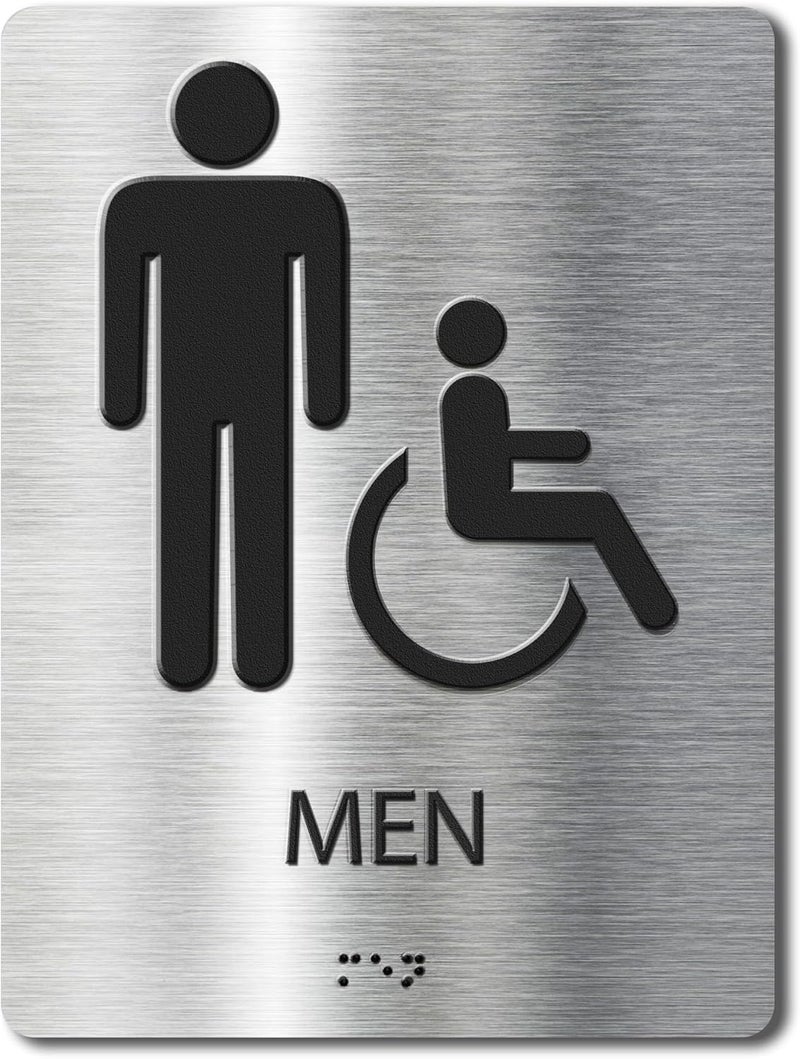 Abudada Restroom Signs,Bathroom Sign For Business-ADA Compliant with Braille - Image 1