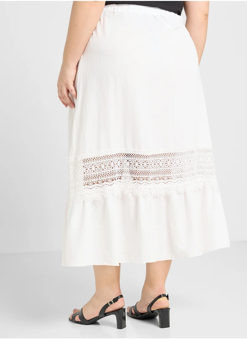 جينجر بلس Midi Skirt With Lace Detailing