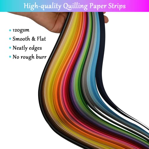 YURROAD 36 Colors Quilling Paper Strips Kit 720 Strips, Length 54cm Width 3mm 5mm 7mm 10mm(4 Packs) - Image 4